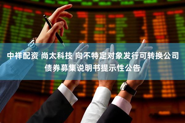 中祥配资 尚太科技 向不特定对象发行可转换公司债券募集说明书提示性公告