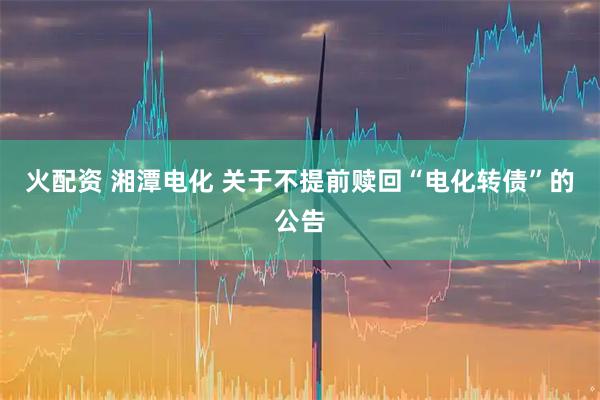 火配资 湘潭电化 关于不提前赎回“电化转债”的公告