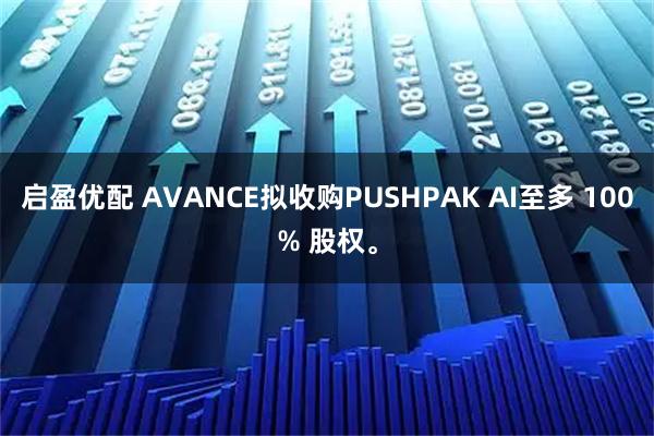 启盈优配 AVANCE拟收购PUSHPAK AI至多 100% 股权。