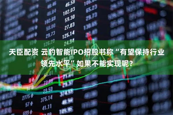 天臣配资 云豹智能IPO招股书称“有望保持行业领先水平”如果不能实现呢？